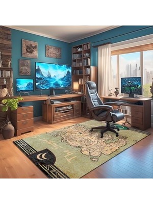 Berry Store Dizayn Groundplay Desenli Kadife Pamuk Tabanlı Yıkanabilen Kaydırmaz Antibakteriyel Salon Halısı 100X200