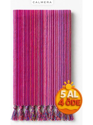 Calmera Etnika Peştemal | İnce - Renkli Saçaklı | Plaj Pareo, Deniz, Havuz, Yoga, Pilates Havlusu - Pembe