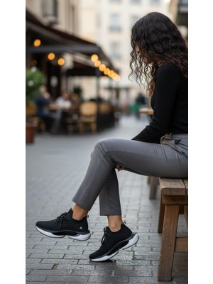 Hammer Jack Galexy Siyah Sneaker Tam Ortopedik Kadın Günlük Spor Ayakkabı