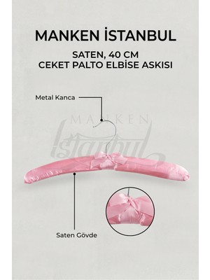 Manken İstanbul  Saten 5 Adet Elbise Askısı Palto Askısı Ceket Askısı
