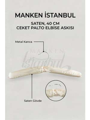 Manken İstanbul  Saten 5 Adet Elbise Askısı Palto Askısı Ceket Askısı