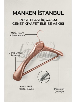 Manken İstanbul 10 Adet  Bakır Kaplama Plastik Ceket Askısı Kıyafet Askısı Takım Elbise Askısı