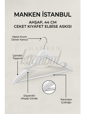 Manken İstanbul 5 Adet  Ahşap Ceket Askısı Gömlek Askısı Tişört Askısı Ahşap Askı Elbise Askısı