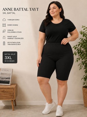 Qulat Büyük Beden Kadın Diz Üstü Tayt 3xl