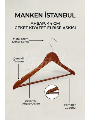 Manken İstanbul 5 Adet  Ahşap Ceket Askısı Gömlek Askısı Tişört Askısı Ahşap Askı Elbise Askısı