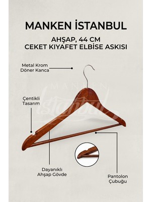 Manken İstanbul 20 Adet  Ahşap Ceket Askısı Gömlek Askısı Tişört Askısı Ahşap Askı Elbise Askısı