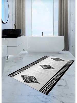 Ardizayn Mozaik - Dijital Baskılı, Kaymaz, Deri Taban (80x150 cm) Banyo Halısı