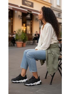 Hammer Jack Russel Siyah Sneaker Tam Ortopedik Kadın Günlük Spor Ayakkabı