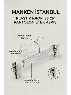 Manken İstanbul Krom 10'lu Maşalı Etek Askısı