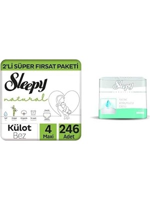 DMR Home Natural 2'li Fırsat Paketi Külot Bez 4 Numara Maxi 246 Adet ve Sensitive Yatak Koruyucu Örtü 60 x 90 cm (1 x 30 Adet)