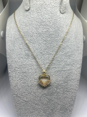 Carette De Terre Gold Renk Taşlı Kalp Kolye