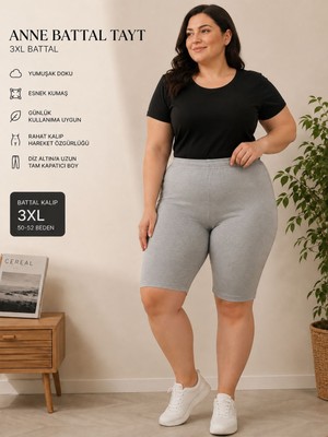 Qulat Büyük Beden Kadın Diz Üstü Tayt 3xl
