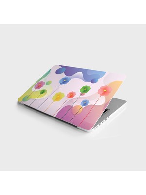 DMR Home Laptop Bilgisayar Notebook Pc Kaplama Etiketi 3D Renkli Çiçekler