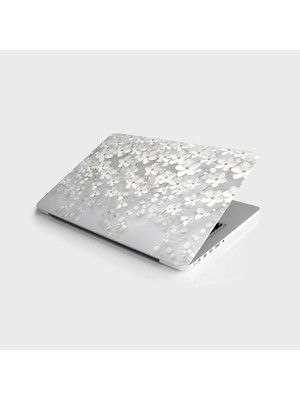 DMR Home Laptop Bilgisayar Notebook Pc Kaplama Etiketi 3D Beyaz Yapraklar