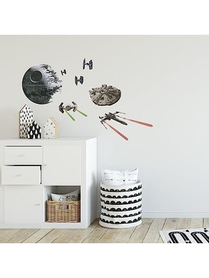 DMR Home RMK3012SCS Tarafından Death Star Tie Fighter ve X-Wing Peel And Stick Duvar Çıkartmaları