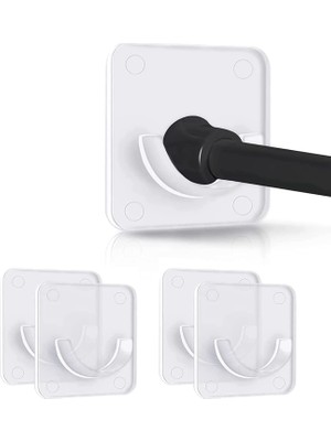 DMR Home Banyo Duş Başlığı Tutucusu, Premium Kalite 4 Adet Yapışkanlı Askı, Kolay Kurulum Duş Perde Braketi, Yeniden Kullanılabilir Yapışkan Tabanlı, Tüm Duş Perdeleri ile Uyumlu
