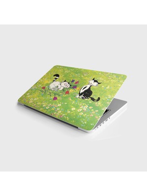 DMR Home Laptop Notebook Pc Kaplama Etiketi Çiçekler ve Kedi