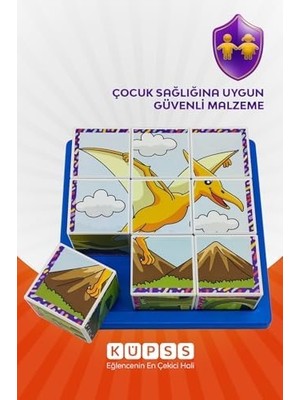 DMR Home Dinozorlar 3D Puzzle Seri 1 - (9 Küp 6 Dinazor Yapboz)