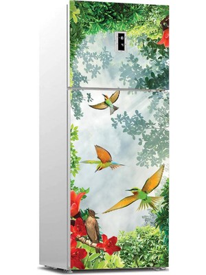 DMR Home Buzdolabı Kaplama Dolap Kaplama Etiketi 3D Renkli Kuşlar