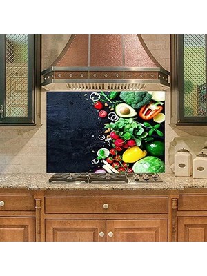 DMR Home Mutfak Duvar Tezgah Arası Ocak Arkası Kaplama Taze Sebzeler