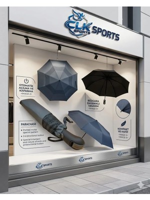 Sports Parachase Aerodinamik Saplı Rüzgar Geçirmez 3 Kademeli Tam Otomatik Çift Katmanlı Şemsiye
