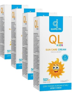 DMR Home Life Ql Kids Bebek Güneş Kremi 50+ Faktör Spf 110 ml Çok Yüksek Koruma Çocuk Güneş Kremi (4 Paketi)