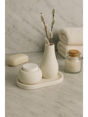 DMR Home 3 Parça El Yapımı Masaüstü Organizer Set – Minimalist Kalemlik, Mumluk ve Tepsi – Modern Masa Dekoru