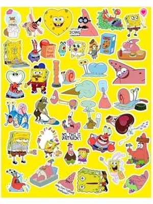 DMR Home Sünger Bob Kare Şort Seri 4 Telefon Laptop Notebook Tablet Defter Matara Stiker Etiket