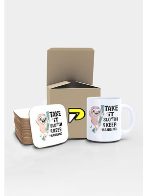DMR Home Tembel Hayvan Tasarımlı Baskılı Kupa Bardak Seti, Eğlenceli Özel Hediye Mug