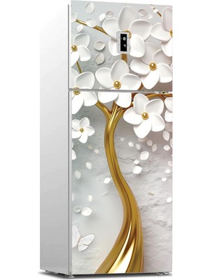 DMR Home Buzdolabı Kaplama Dolap Kaplama Etiketi 3D Altın Ağaç