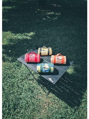 Expresstore Badger Turuncu Piti Kareli Artha Piknik Örtüsü 150X150 Cm, Dayanıklı Kamp Ekipmanları, Kamp Aksesuarları