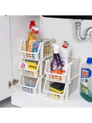 DMR Home Çok Amaçlı Katlı Geçmeli Organizer, Pratik Dolap Içi Tezgah Üstü Mutfak Banyo Düzenleyici Sepet 4'lü Set