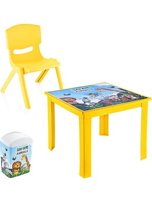 DMR Home 3'lü Set Çocuk Masa Takımı Sarı 1-3 Yaş