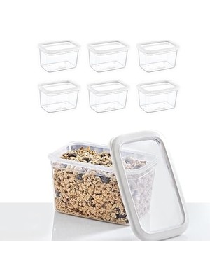 DMR Home 6'lı Set Skali Dikdörtgen Saklama Kabı Beyaz 1210 ml