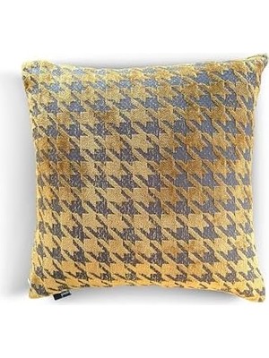 DMR Home Yastık Kılıfı, Kazayağı Desenli, 50X50 Cm, Sarı Desenli, Polyester Karışımı,