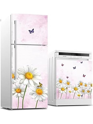 DMR Home Buzdolabı ve Bulaşık Makinası Beyaz Eşya Kaplama Papatya Kelebek