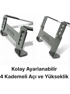 DMR Home Prexua Stepper Laptop Standı - Notebook Yükseltici Altlık - Metal - Siyah - STP4025 (Siyah, Medium)