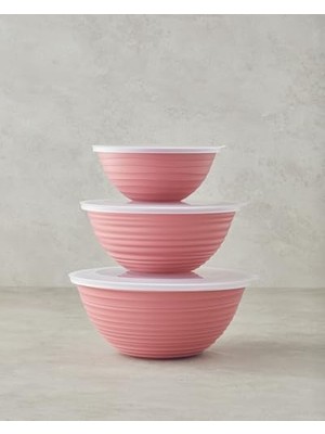 DMR Home Deanna Plastik 3 Parça Saklama Kabı 1-2-3 Lt Pembe