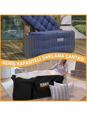 DMR Home Bahçe Mobilya Yastığı, Minderi Saklama Çantası Hurç, Yatak, Yorgan, Yastık Organizer, Düzenleyici, Depolama Hurcu, Çantası, Büyük Boy - 275 Lt Siyah