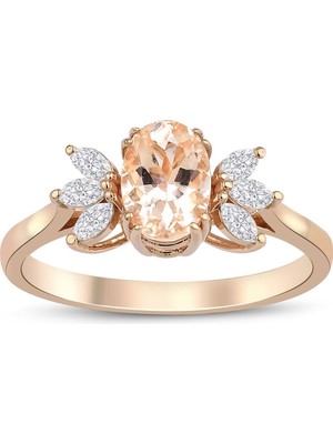İryum Lotus Çiçeği Morganite Tektaş Pırlanta Yüzük