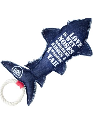 Expresstore Denim Köpek Oyuncağı – Köpekbalığı Şekilli, Elyaf Dolgulu, Pamuk Halatlı Dayanıklı Oyuncak