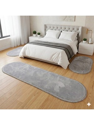 Altun Carpet 3lü Post Pelüş Kırem Düz Saçaklı Yatak Odası Takımı 2 Adet 80X150+1 ADET80X300