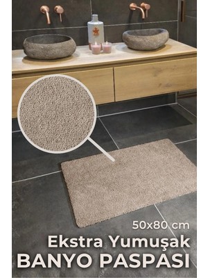 Agkhome Queen Yüksek Emici Kaymaz Tabanlı Yolluk/banyo Paspası Bej 50X80 cm