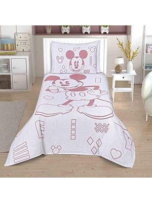 DMR Home Taç 1000037693 Mouse Lisanslı Jakar Yatak Örtüsü Çok Renkli