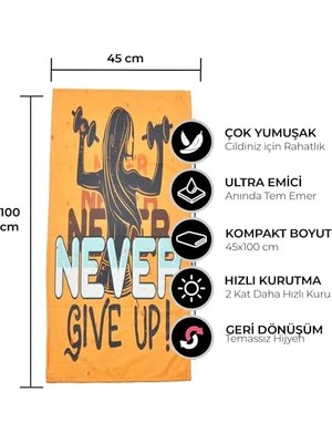 DMR Home Wonkey Baskılı Antreman Fitness Sporcu Havlusu, Boks Pilates Gym Tenis Ter Havlusu 45X100 cm (2 Adet, V5 - Up - Sarı)