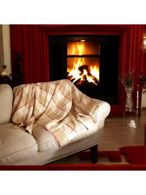 DMR Home Ekose Oduncu Battaniye 150 * 200 Krem Ekose