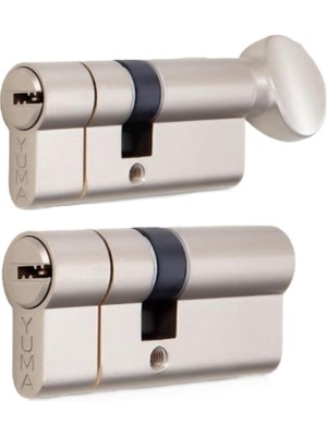 Expresstore | Ortak Anahtarlı Bilyalı Tuzaklı 2'li Set Kilit Göbeği, Mandallı - Mandalsız Set, Çelik Kapı Göbeği (68 Mm, Nikel)