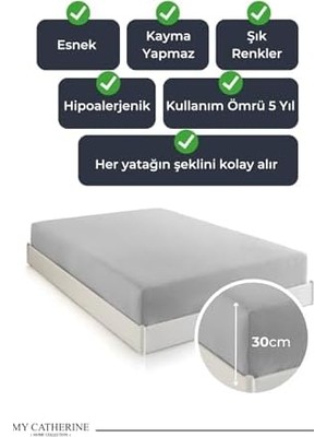 DMR Home Lastikli & Hipoalerjenik Çarşaf |%100 Pamuk Çarşaf Penye Kumaş | Tek-Çift Kişilik-Battal Boy Çarşaf -GRI-140X200, Luxcarsaf