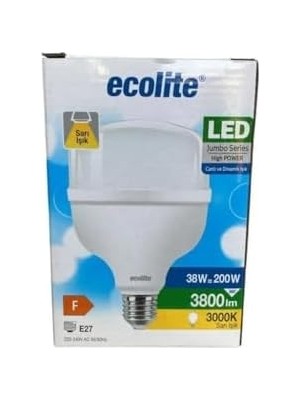 DMR Home 36W LED Ampul – 200W Eşdeğeri | E27 Duy, 3000K Sarı Işık, 3800 Lümen | Enerji Tasarruflu LED Ampul | Ac 220V, 166X110MM
