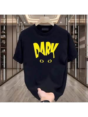 Rovel Dark Baskılı Siyah Oversize Tshirt